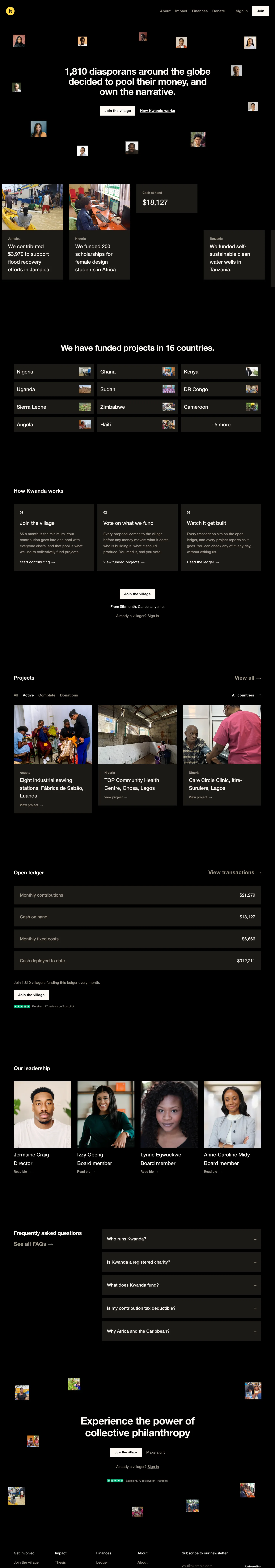 The full Kwanda homepage