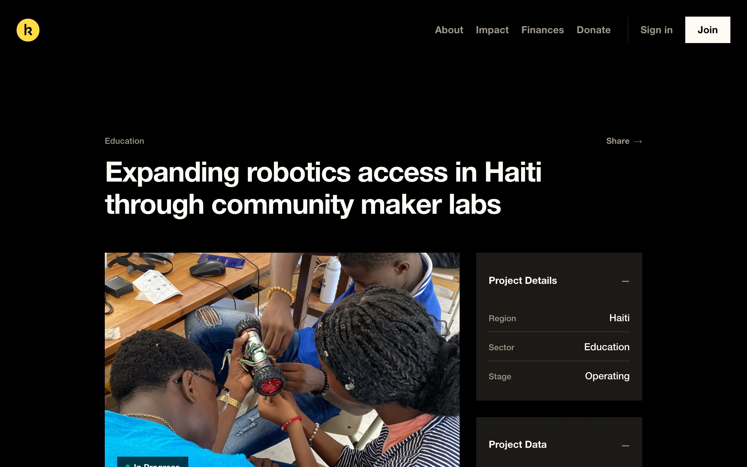 A project page: robotics labs in Haiti